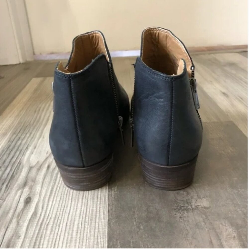 Lucky Brand Ankle Zip Black Leather Booties  - 10 - Picture 7 of 8